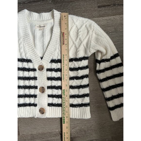 Lucky Brand Womens White & Blue Striped Button Up Cardigan Sweater Small‎ - Picture 6 of 10